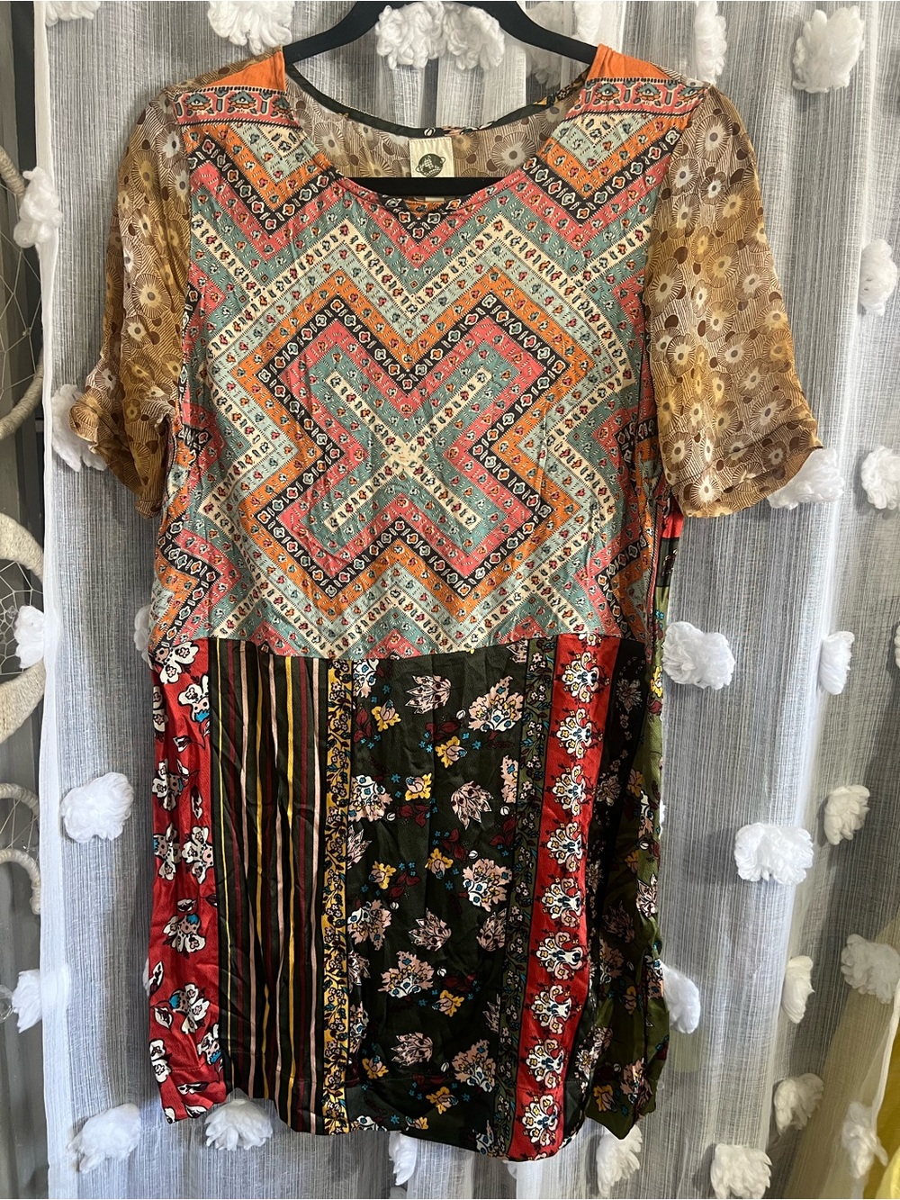 Anthropologie Tiny Womens Contrast Pattern Floral Tunic Shirt Dress